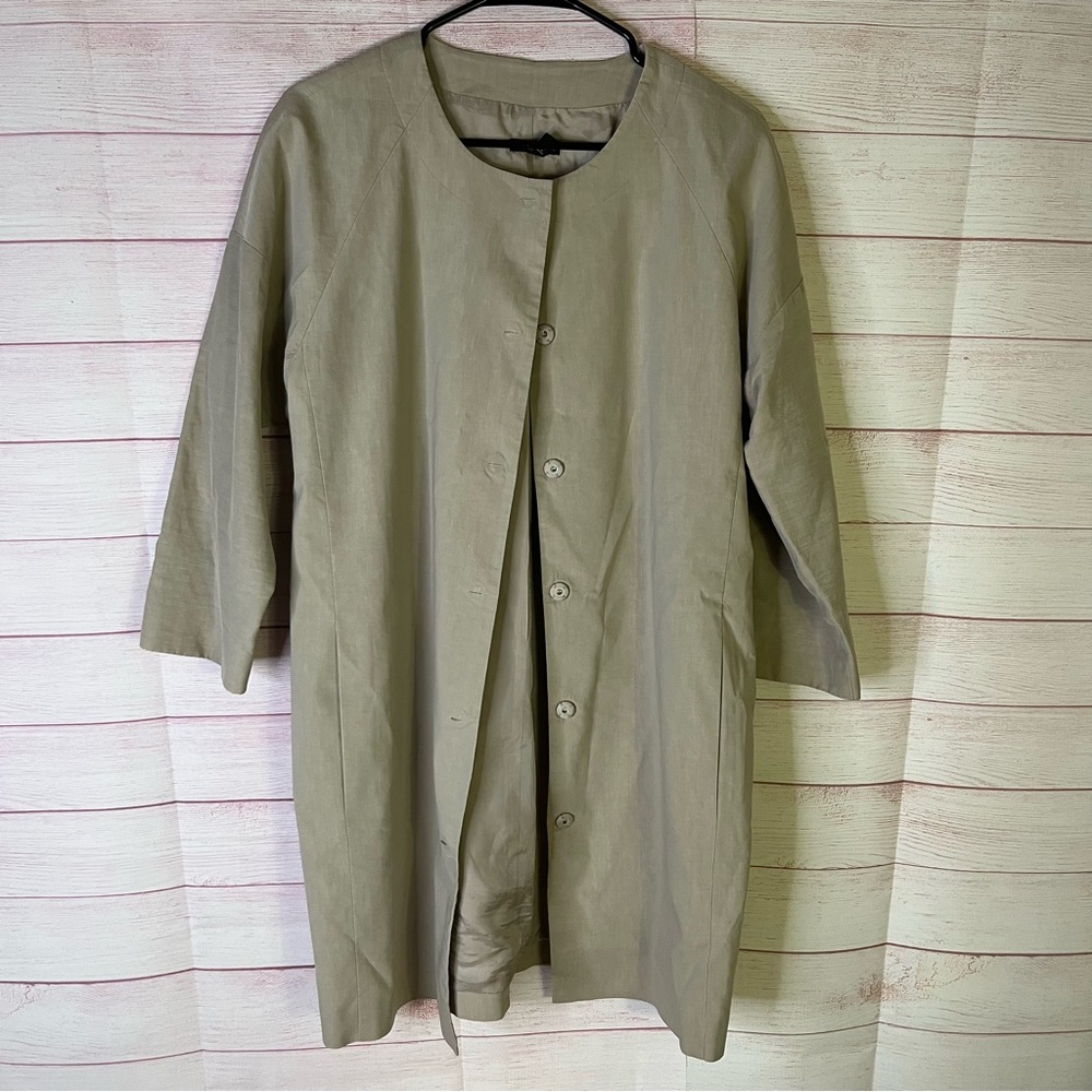 Eileen‎ Fisher Tan Trench Coat Jacket Size Medium